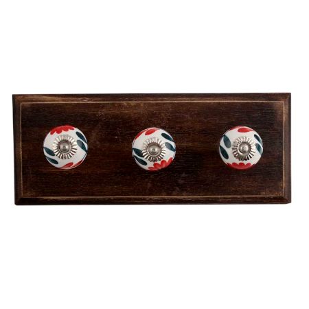 Mini Carnation Ceramic Wooden Hooks